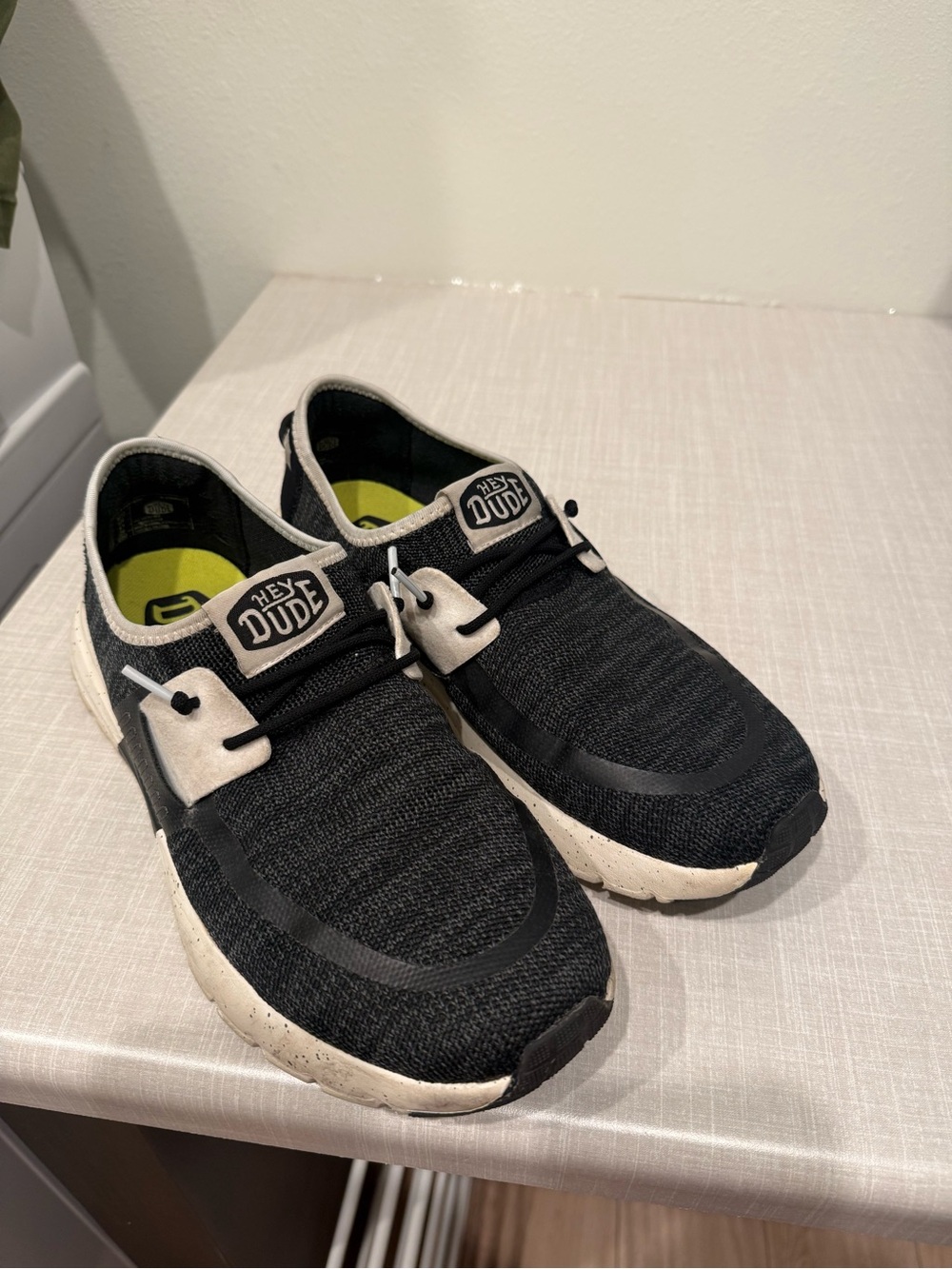 Hey Dude Men's Sirocca Sport Mode Black Knit Slip-On with White Contrast Sole - Picture 2 of 5